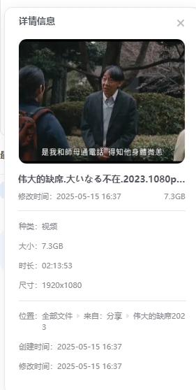 《伟大的缺席》[百度/夸克网盘下载]日本电影[4K超清/BT磁力链接]